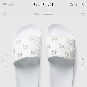 Women’s rubber GG slide sandal in white rubber